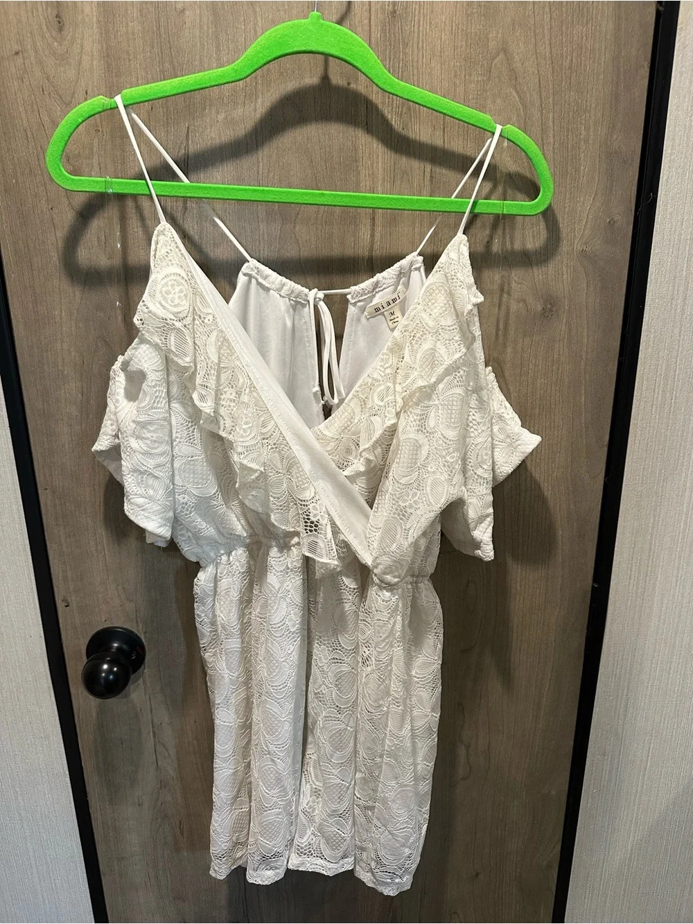 Miami White Lace Cold Shoulder Surplice Romper Size M